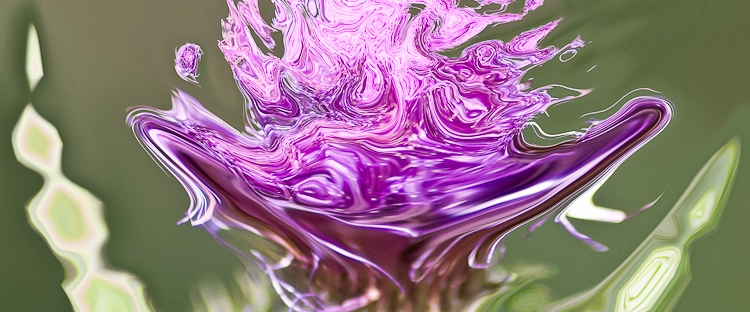 fluid lilac color shape on green background with many shades
