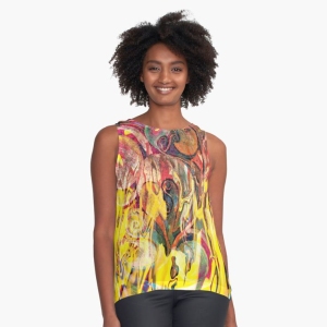 contrasted tank withrevealing fire abstract bright colors art image with yellow flames like shapes on multicolored background